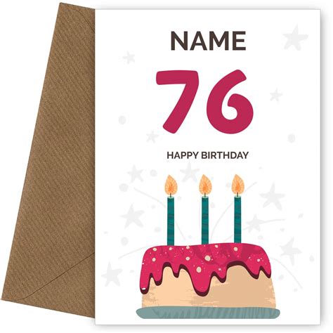 Happy 76th Birthday Card Fun Birthday Cake Design