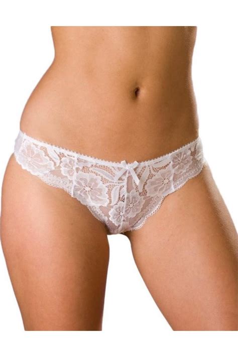 Ladies Camille White Lace Sheer Mesh Womens Lingerie Knickers Thong