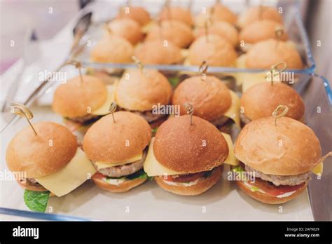 Mini Hamburgers Mini Burgers Party Food Finger Food Sliders Stock