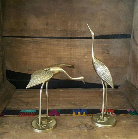 Brass Herons Vintage Bird Figurines Brass Accents By Brassattics