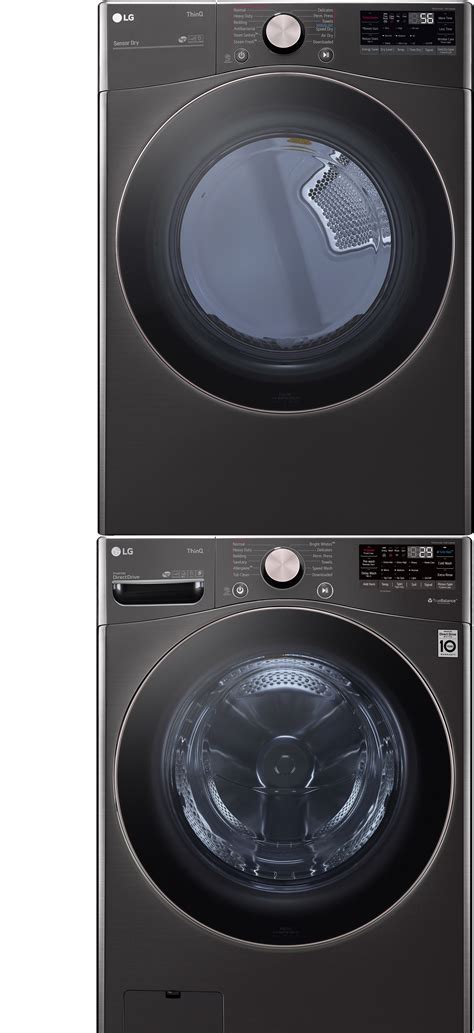 Lg Lgwadreb40004 Stacked Washer And Dryer Set With Front Load Washer And Electric Dryer In Black Steel