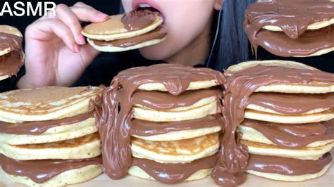 Asmr Pancakes And Nutella Mukbang Eating Sounds Youtube