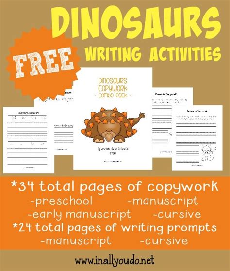 Free Dinosaur Writing Activities 78 Total Pages With Images