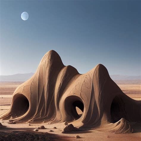 Futuristic Mysterious Mud Architecture In Desert Midjourney Openart