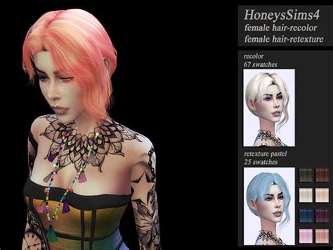 Honeyssims4 Female Hair Recolor Retexture Wings Oe0307 The Sims 4