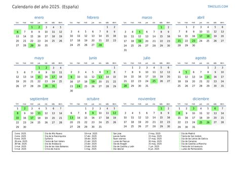 Calendario 2025 Con Días Festivos En España Imprimir Y Descargar