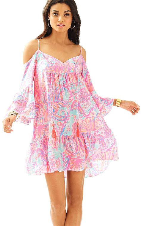 Lilly Pulitzer Alanna Off The Shoulder Dress In Pink Pout Too Much