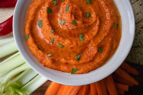 Spicy Roasted Red Pepper Hummus The Delicious Plate