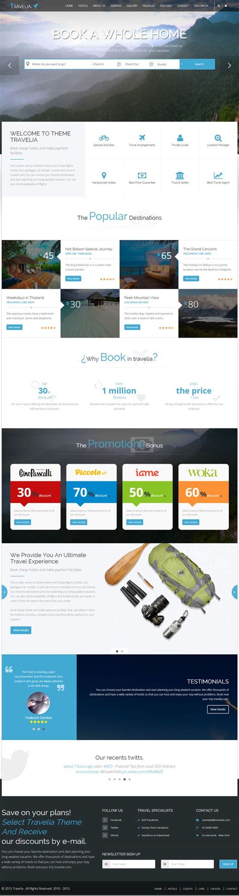 Travelia Premium Responsive Travel Html5 Template Html5 Templates