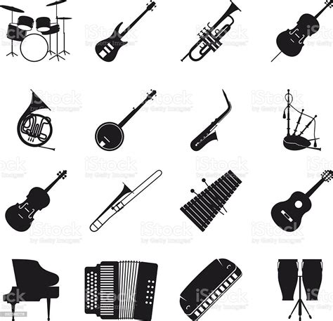 Silhouettes Dinstruments De Musique Jazz Vecteurs Libres De Droits Et