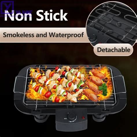 Electric Barbecue Grill Indoor Tabletop Thermostat Grill Height