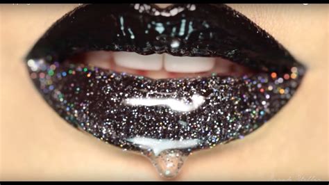 Dripping Black Glitter Lips Youtube