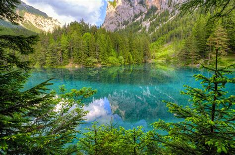 Nature Landscape Green Lake Mountains Forest Turquoise Water