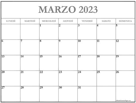 Marzo 2023 Calendario Gratis Italiano Calendario Marzo