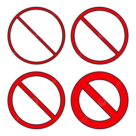 Set Of Simple No Signs Vector Illustration Of A Crossed Red Circle