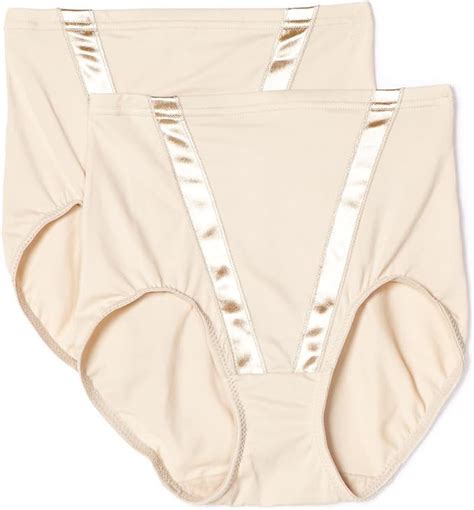 flexees by maidenform women s everyday control modern satin v brief 2 pack latte lift x large