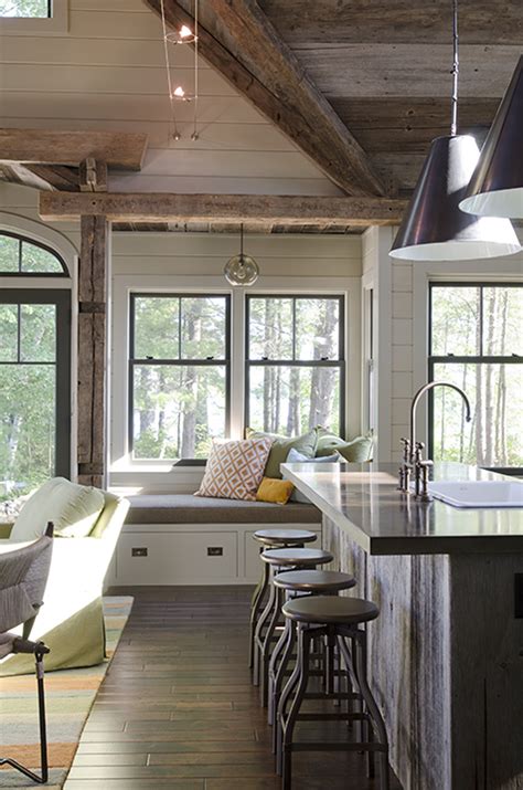 Modern Farmhouse Kitchen Nook Love The Rustic Wood Beams And The