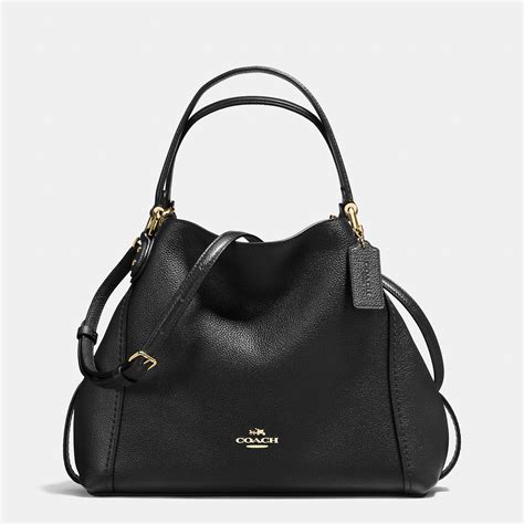 Coach Edie Shoulder Bag 28 In Polished Pebble Leather In Black Lyst