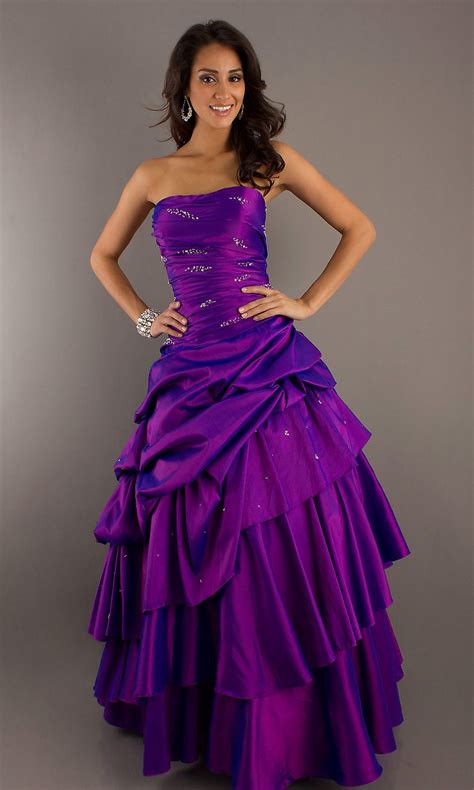 Long Strapless Purple Ball Gown Colorful Wedding Gown Option Because I Love Purple Prom