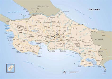 Detailed Political Map Of Costa Rica With Relief Vidi