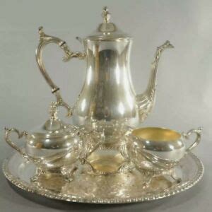 Wm Rogers Silverplate Coffee Tea Set Pc Set And Tray Boxed