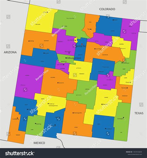 Colorful New Mexico Political Map Clearly Vector Có Sẵn Miễn Phí Bản