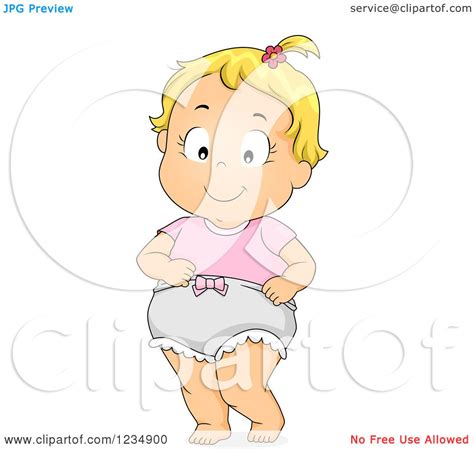 Clipart Of A Happy Blond Caucasian Toddler Girl In Bloomers Royalty