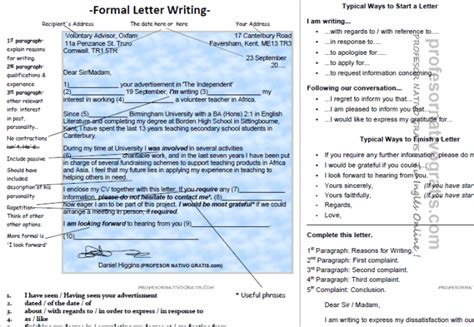 Letter Writing Escribir Una Carta Formal En Inglés