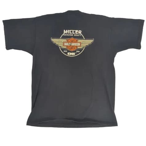 Harley Davidson Miller Genuine Draft Th Anniversary Mens Black T