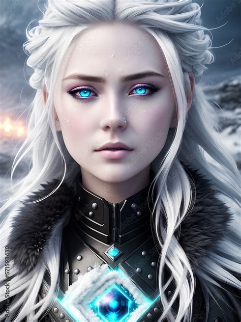 Fantasy Ice Power Witch A Beautiful Snow Queen With Magic Eyes Fairy