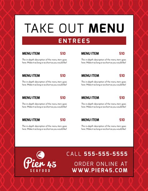 Red Take Out Menu Template Mycreativeshop