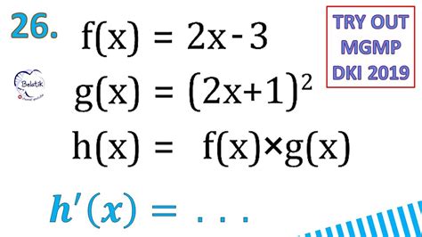 Turunan Pertama Fungsi Hx Dengan Fx And Gx Try Out Matematika Sma