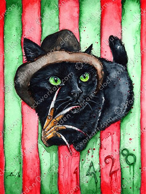 Dream Killer Kitten Fine Art Watercolour Black Cat Print Etsy