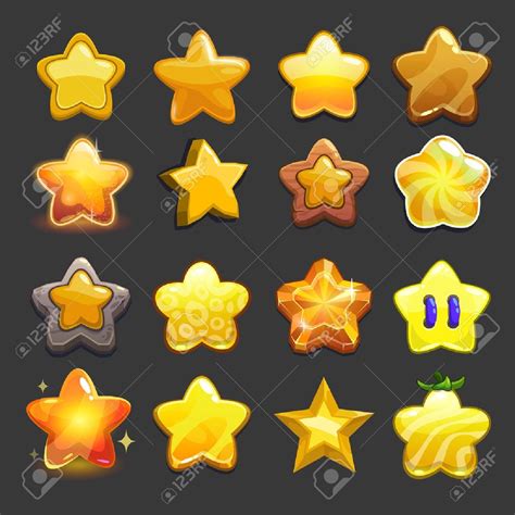Cartoon Vector Star Icons Set Cool Game Assets Collection For Gui