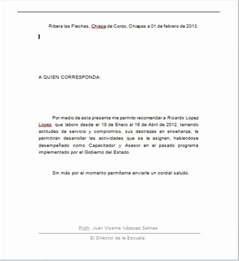 Word Formato De Cartas De Recomendacion Personal Peter Vargas Ejemplo