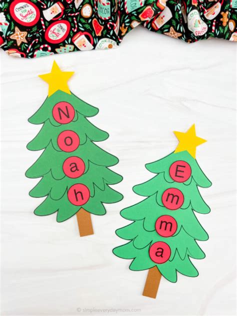 Christmas Tree Name Craft For Kids Free Template