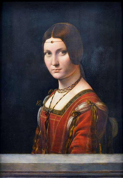 La belle ferronnière est un tableau de 62 x 44 cm peint entre 1495 et 1497 sur un panneau en bois de noyer1 et exposé au musée du louvre à paris. La Belle Ferronnière - Wikipedia