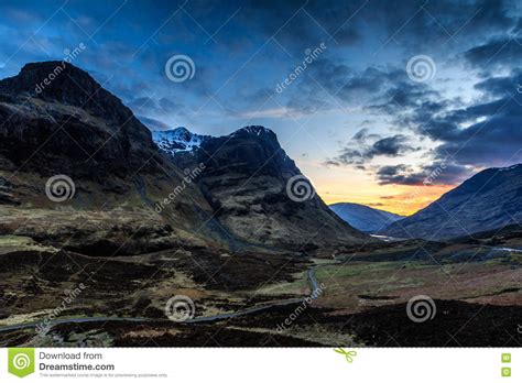 Glencoe Sunset Stock Photo Image Of Moor Range Panoramic 71764242