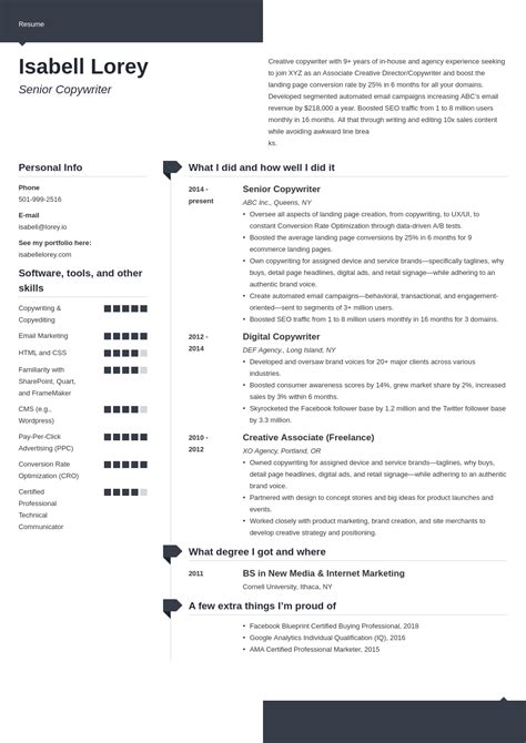 Copywriter Resume Examples And Guide 20 Tips