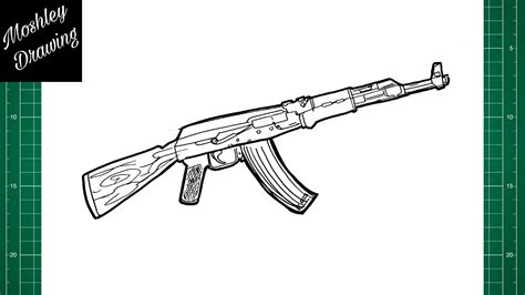 How To Draw Ak 47 Step By Step Youtube