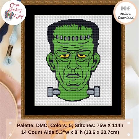 Frankenstein Monster For Halloween Cross Stitch Patterns Pdf Etsy