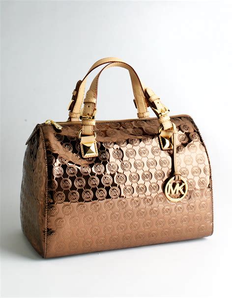 Michael Michael Kors Grayson Large Monogram Satchel Handbag In Metallic