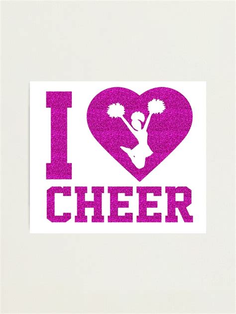 I Love Cheer Glitter Pink Cheer Jump Photographic Print For Sale By