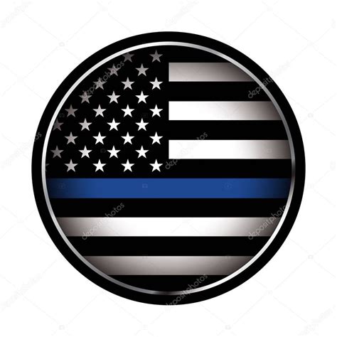 Thin Blue Line Police Support Icon Illustration — Stock Vector