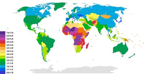 Ranking of the top 100+ countries by population for 2021 by geoba.se. Total fertility rate - Wikipedia