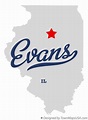 Map of Evans, IL, Illinois