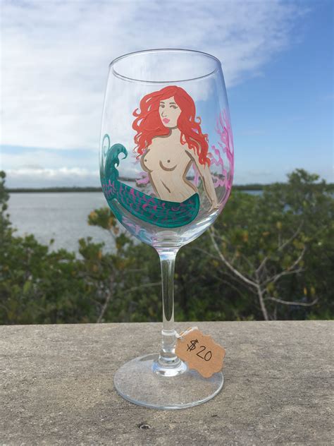 Mermaid Wine Glass Mermaid Wine Glass Z Arts Wine Glass
