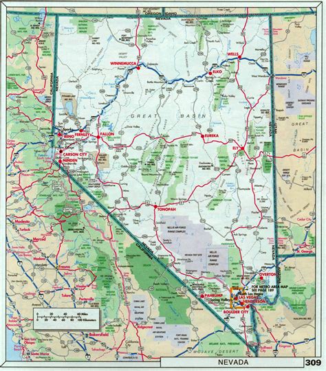 Large Detailed Roads And Highways Map Of Nevada State With National Parks And Cities Nevada