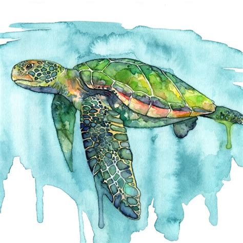 Giclée print wildlife illustration print tortoise art print Sea