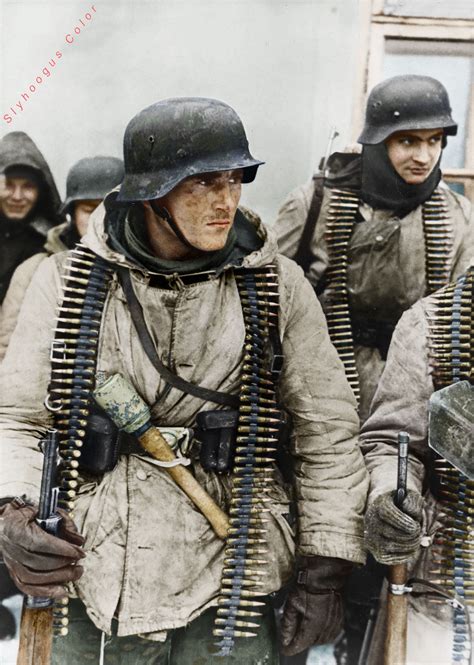 German Soldiers Winter Uniform Eastern Front. : Colorization